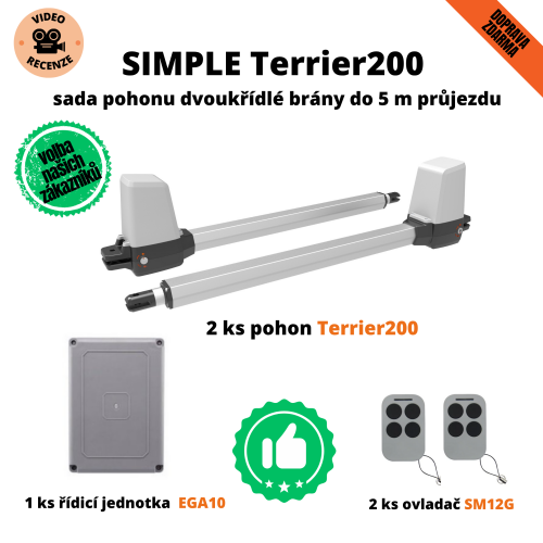 SIMPLE Terrier200 - sada pohonu dvoukřídlé brány do 5 m průjezdu